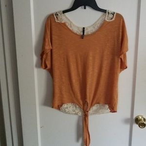 Dark orange and cream blouse